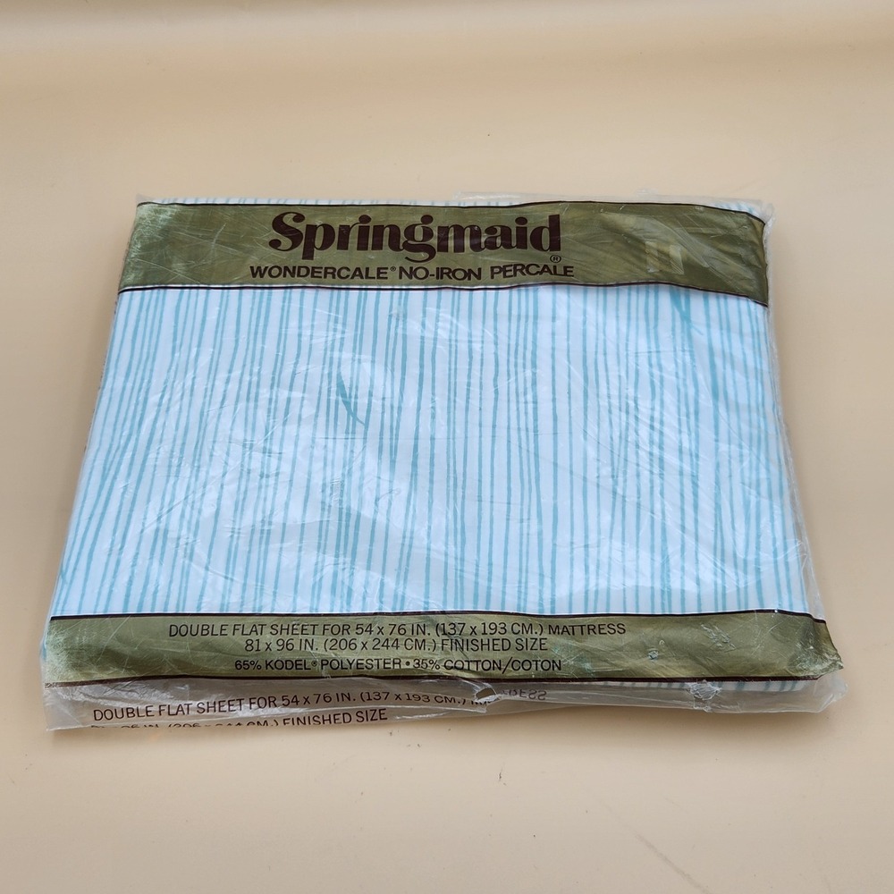 Vintage Springmaid Wondercale Percale Double Flat Sheet Grasses Pattern NOS NEW